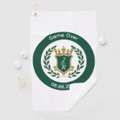 Funny "Game Over" Wedding Monogram Crest Classic Golfhanddoek (Insitu)