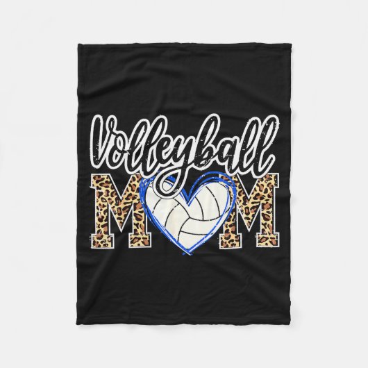 Funny Game Women Volleyball Leopard Ball Mom Mothe Fleece Deken (Voorkant)