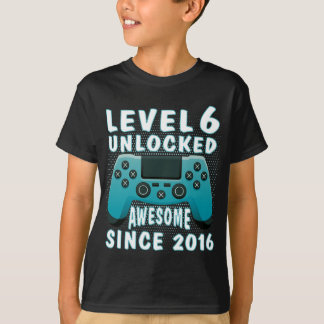 Funny Gamer 6th jarig cadeau, Level 6th Unlocked T-shirt