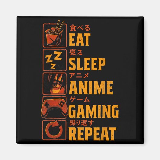 Funny Gamer Anime Graphic Tee Men Boys Teens Video Magneet (Voorkant)