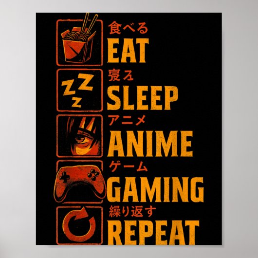 Funny Gamer Anime Graphic Tee Men Boys Teens Video Poster (Voorkant)