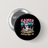 Funny Gamer Bunny Easter Mod On Funny Gaming Gift  Ronde Button 5,7 Cm (Voorkant /achterkant)