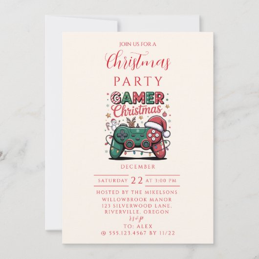 Funny Gamer Christmas Kaart (Voorkant)