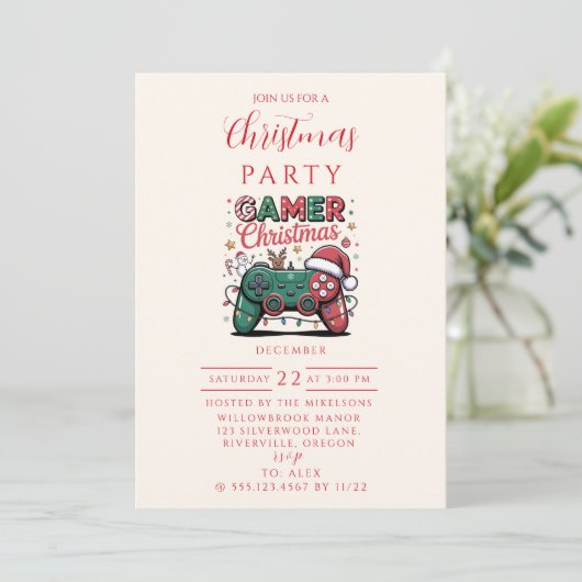 Funny Gamer Christmas Kaart (Staand voorkant)