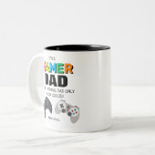 Funny GAMER DAD, gepersonaliseerd | Vaderdag Cadea Tweekleurige Koffiemok (Voorkant links)