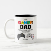 Funny GAMER DAD, gepersonaliseerd | Vaderdag Cadea Tweekleurige Koffiemok (Links)