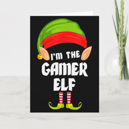 Funny Gamer Elf Matching Family Group Pj Christmas Kaart (Voorkant)
