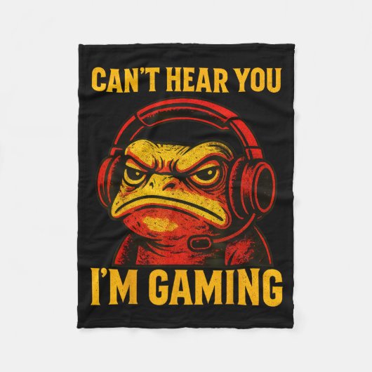 Funny Gamer Frog Men Women Boys Can't Hear You Vid Fleece Deken (Voorkant)