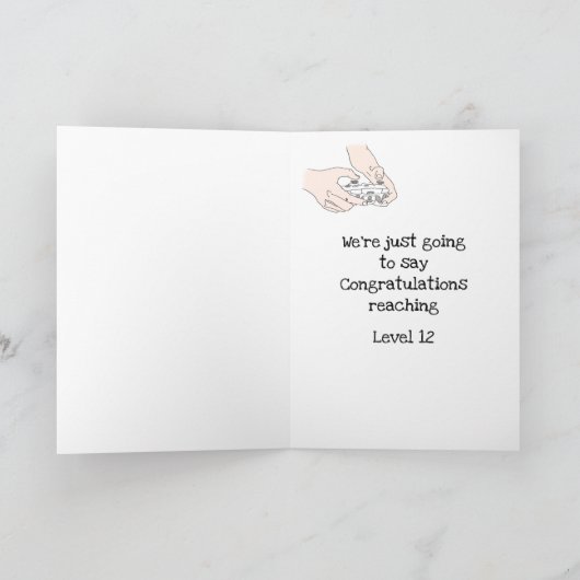 Funny Gamer Level Up 12th Birthday Geek Humor Kaart (Binnen)