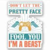 Funny gamer-meisje sticker (Voorkant)