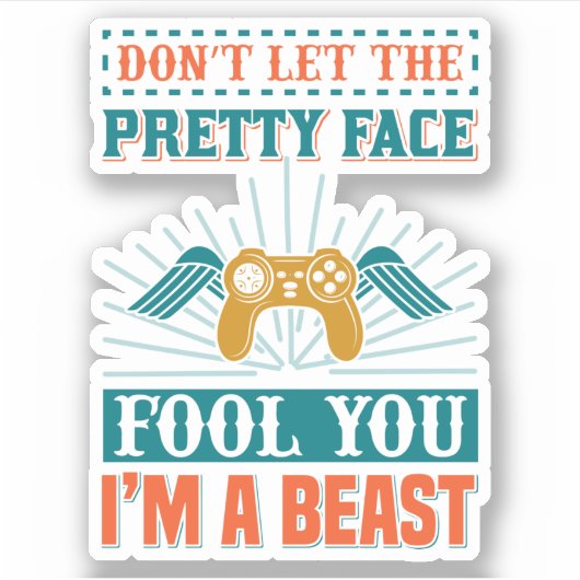 Funny gamer-meisje sticker (Voorkant)