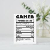 Funny Gamer Nutrition Facts Briefkaart (Staand voorkant)