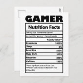Funny Gamer Nutrition Facts Briefkaart (Voorkant / Achterkant)