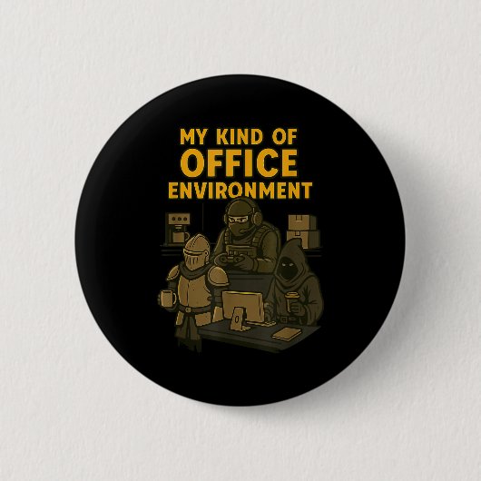Funny Gamer Office Work Sarcasm Gamer Nerd Office  Ronde Button 5,7 Cm (Voorkant)