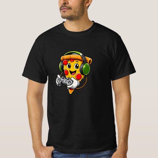 Funny Gamer Pizza Character Gaming Design – Cute P T-shirt (Voorkant)