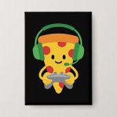 Funny Gamer Pizza Gaming Video Game Enthusiast Boy Button (Voorkant)