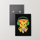 Funny Gamer Pizza Gaming Video Game Enthusiast Boy Button (Voorkant / Achterkant)