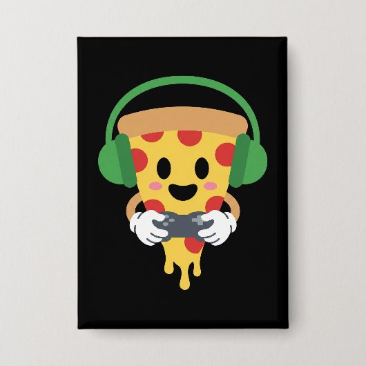 Funny Gamer Pizza Gaming Video Game Enthusiast Boy Button (Voorkant)