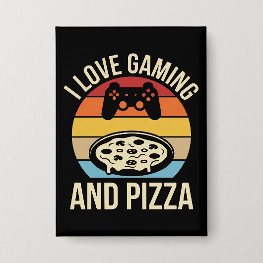 Funny Gamer Pizza Gaming Video Game Enthusiast Boy Button (Voorkant)
