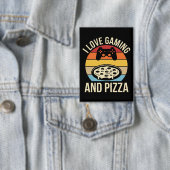 Funny Gamer Pizza Gaming Video Game Enthusiast Boy Button (Insitu)