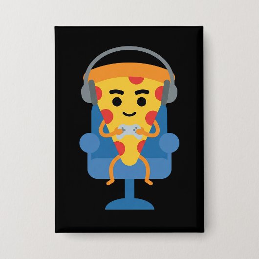 Funny Gamer Pizza Gaming Video Game Enthusiast Boy Button (Voorkant)