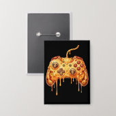 Funny Gamer Pizza Gaming Video Game Enthusiast Boy Button (Voorkant / Achterkant)