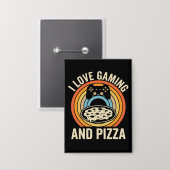 Funny Gamer Pizza Gaming Video Game Enthusiast Boy Button (Voorkant / Achterkant)