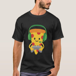 Funny Gamer Pizza Gaming Video Game Enthusiast Boy T-shirt