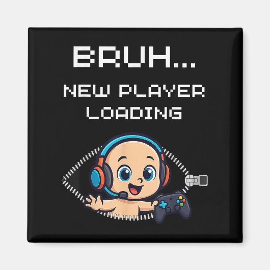 Funny Gamer Pregnancy Announcement – Bruh New Play Magneet (Voorkant)