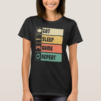 Funny Gamer Quote Eat Sleep Game Herhaling, Cool V T-shirt