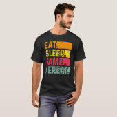 Funny Gamer Quote Eat Sleep Game Repeat, Cool Vint T-shirt (Voorkant volledig)