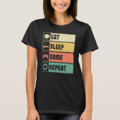 Funny Gamer Quote Eat Sleep Game Repeat, Cool Vint T-shirt (Voorkant)
