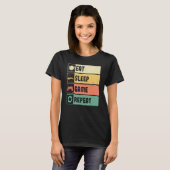Funny Gamer Quote Eat Sleep Game Repeat, Cool Vint T-shirt (Voorkant volledig)