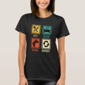 Funny Gamer Quote Eat Sleep Game Repeat, Cool Vint T-shirt (Voorkant)