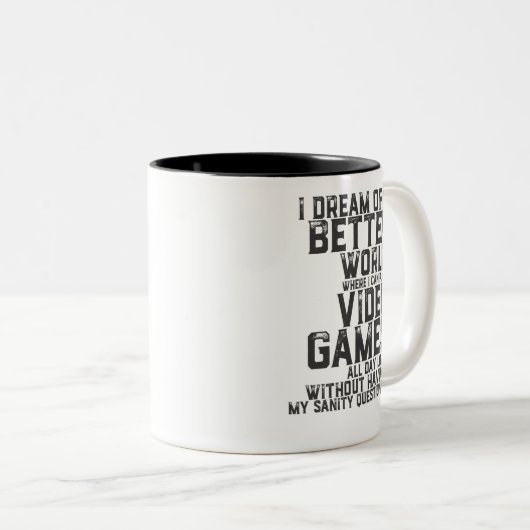 Funny Gamer Quote voor games Nerd Video Game Geek Tweekleurige Koffiemok (Voorkant rechts)