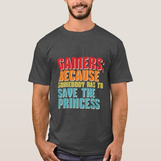 Funny Gamers T-Shirt Save the Princess (Voorkant)