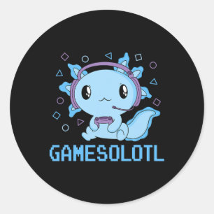 Funny Gamesolotl Anime Kawaii Gaming Axolotl Video Ronde Sticker