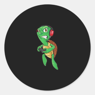 Funny Gaming Angry Zee Turtle Pplay Video Games Ronde Sticker