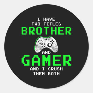 Funny Gaming Brothers T-shirt - Cadeaus voor tiene Ronde Sticker