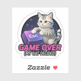 Funny Gaming Cat Gamer Gift - My Cat Decided Game Sticker