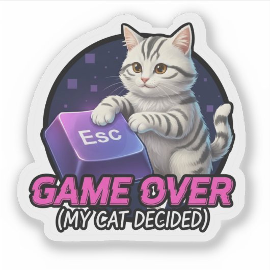 ​Funny Gaming Cat Gamer Gift - My Cat Decided Game Sticker (Voorkant)