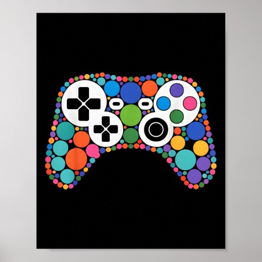 Funny Gaming Controller Polka Dot Video Gamers Dot Poster (Voorkant)