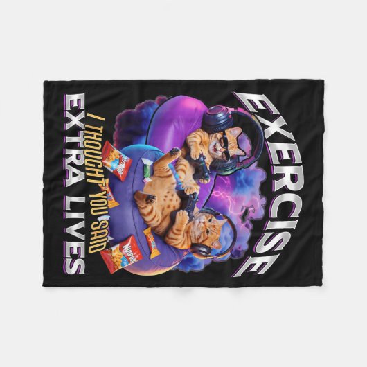 Funny Gaming Gamer Cat  Fleece Deken (Voorkant (Horizontaal))