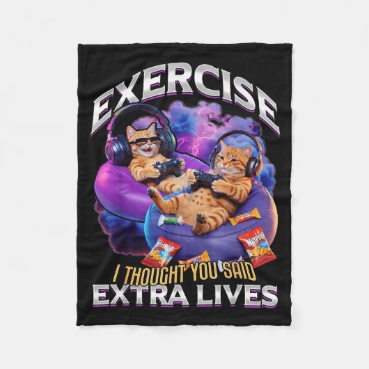 Funny Gaming Gamer Cat  Fleece Deken (Voorkant)