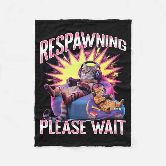 Funny Gaming Gamer Cat  Fleece Deken (Voorkant)