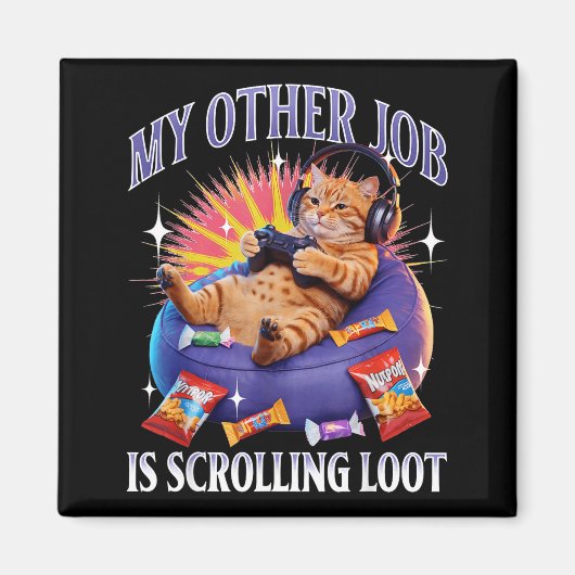 Funny Gaming Gamer Cat  Magneet (Voorkant)