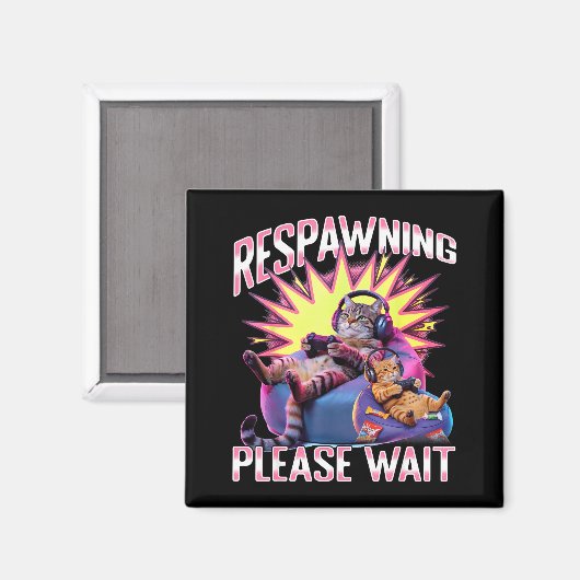 Funny Gaming Gamer Cat  Magneet (Voorkant / Achterkant)