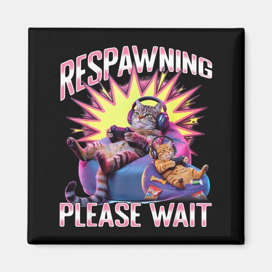 Funny Gaming Gamer Cat Magneet (Voorkant)