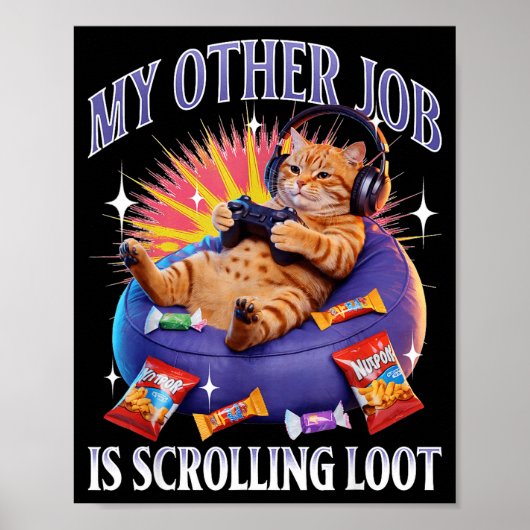 Funny Gaming Gamer Cat  Poster (Voorkant)