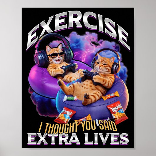 Funny Gaming Gamer Cat  Poster (Voorkant)